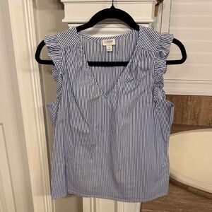 J. Crew Navy and White Striped Blouse